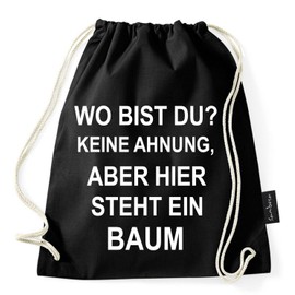 Over 60 Sayings & Designs Selectable/WhyKiki Gym Bag with Saying/Bag: Black/Backpack/Jute Bag/Sports Bag/Hipster, tree, Rucksack
