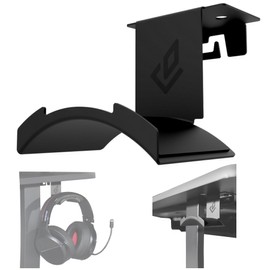 DEZCTOP Headphone Stand Holder Under Desk, PC Gaming Headset Hanger Mount, Earphone Stand Accessories, Headset Hook Holder for All Over Ear Headphone, for All Gamer Headset and Table Boards, Black