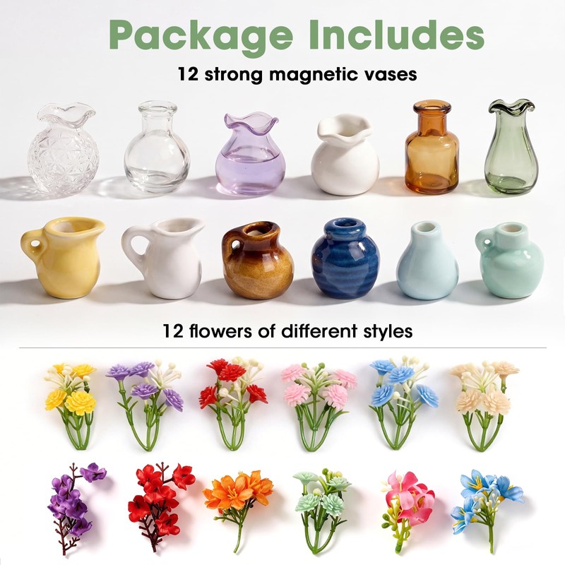 Cute Mini Vase Magnets for Fridge, Funny Small Ceramic Vase