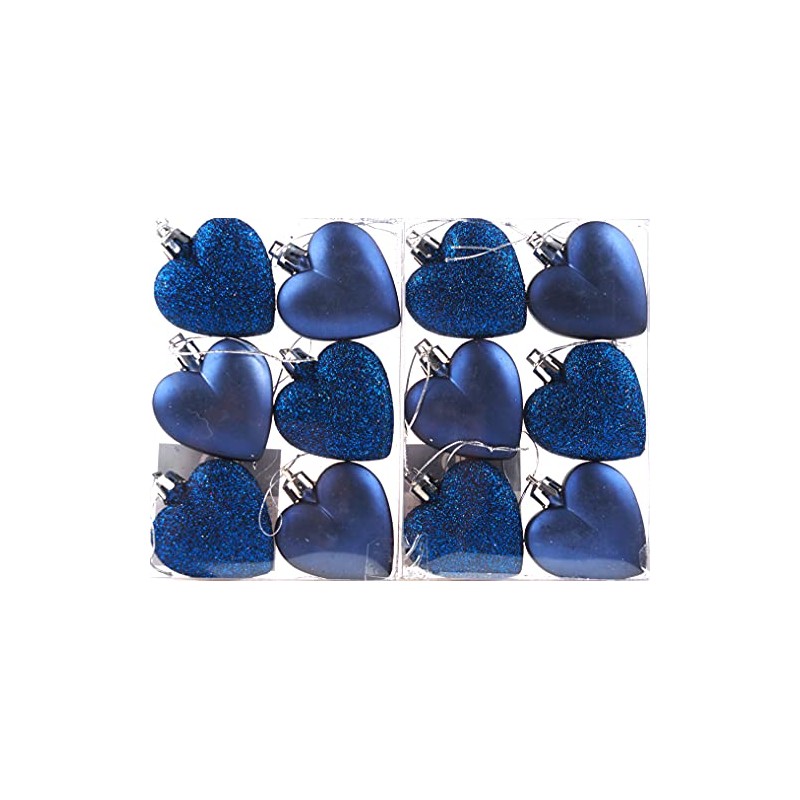 Set Of 12 x Love Heart Christmas Tree Baubles -