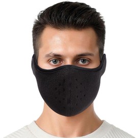 Half Face Mask Winter Warm Windproof Mask Thick Dustproof Breathable Mouth Cover for Skiing Snowboarding Motorcycling Outdoor (Black)