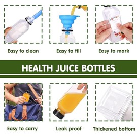 KAHEIGN KAHEIGN 12Pcs Plastic Juice Bottles with Tamper Caps, 12oz /360ml Empty Clear Juice Beverage Containers Reusable Water Bottles with Lids, Label, Funnel and Brush for Smoothie Milk Homemade Beverages