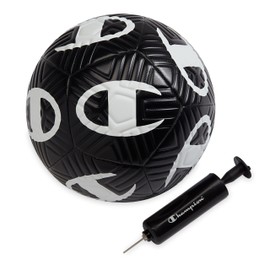 Champion Playmaker Soccer Ball (Size 5, Black/White) – 12-Panel Design, Enhanced Control, Durable TPU Cover & Butyl Bladder, for Indoor & Outdoor Training, Includes 6" Pump