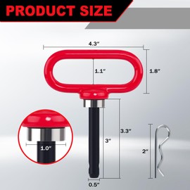 TRUSTKITS Universal Heavy Duty Zero Turn Mower Trailer Hitch & Strong Neodymium Magnetic Lawn Mower Trailer Hitch Pin with 2 Bolts -1/2'' R-Clip(Red+Black)