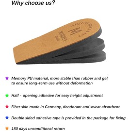 Makryn Adjustable Orthopedic Heel Lift for Leg Length Discrepancies and Heel Pain,Sports Injuries,and Achilles tendonitis,Height Increase Insoles (Brown3Layers, Large)