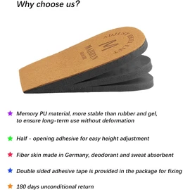 Makryn Adjustable Orthopedic Heel Lift for Leg Length Discrepancies and Heel Pain,Sports Injuries,and Achilles tendonitis,Height Increase Insoles (Brown3Layers, Large)