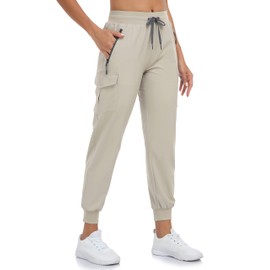 Nomolen Women's Hiking Cargo Capri Pants Lightweight Quick Dry Joggers Outdoor Casual Travel Capris with Zipper Pockets
