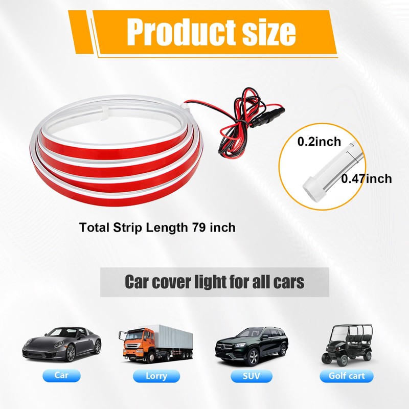 Dickno 79'' Car Hood Light Strip, Flexible Dynamic Daytime Running