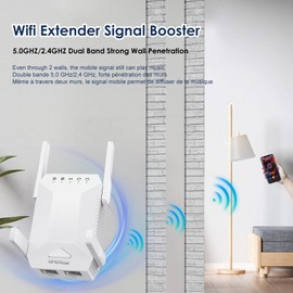 LYZNSMART WiFi Extender, WiFi Booster Covers up to 10000 Sq.ft, 4 Antennas 1200Mbps Dual Band Wireless Repeater for Home, Internet Booster with Ethernet Port and Support 76 Devices