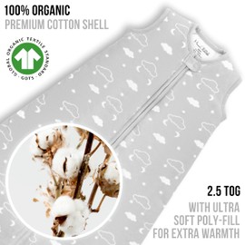 Mama Cheetah Baby Sleep Sack 2.5 TOG, Winter Baby Sleeping Bag with 2-Way Zipper, Organic Cotton Swaddle Transition Wearable Blanket for Boy Girl Infant Toddler, 12-18 Months, 1-Pack