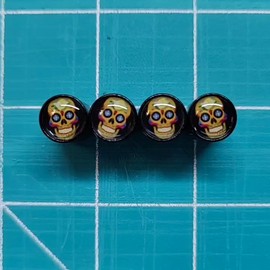 AutoValveCaps Sugar Skull (Style 3) Tire Valve Caps - Black Aluminum - Set of Four - Universal