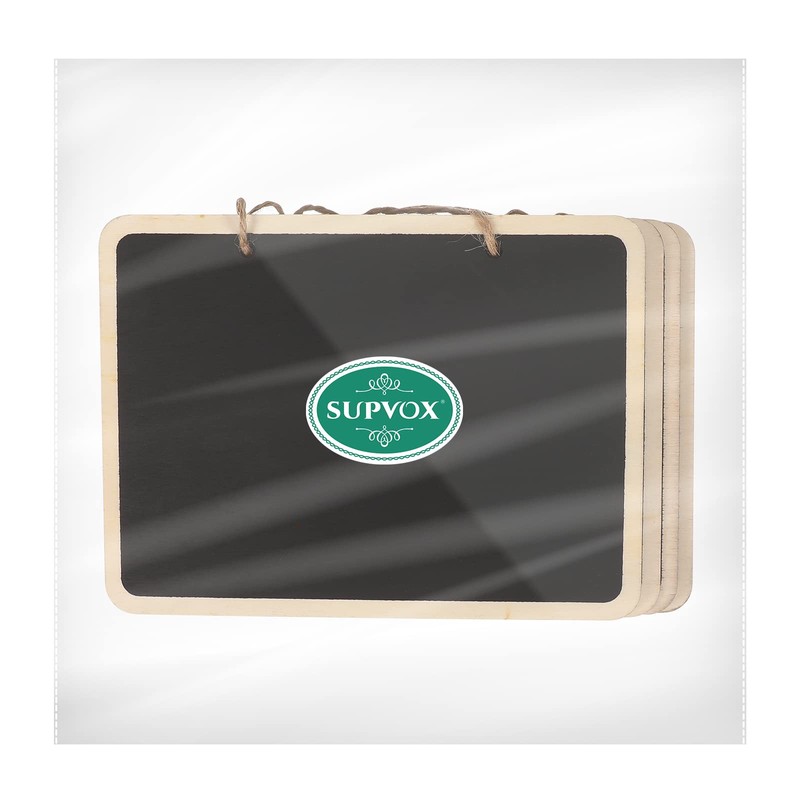 SUPVOX 4pcs Mini Hanging Chalkboard Signs Wooden Frame Rectangle Double-Sided