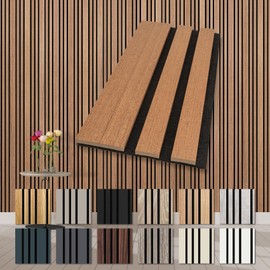 HEXIM Mila Acoustic Panels Wood Sample Piece - Flexible Wall Panels Wall Decoration Wooden Panels Wall Combination Panel Wall Cladding Indoor Sound Insulation Acoustic Felt Brown Teak