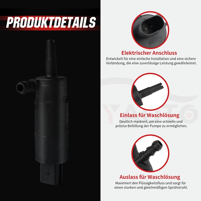 Washer Pump Compatible with E36, E38, E39, E46, E60, E61,