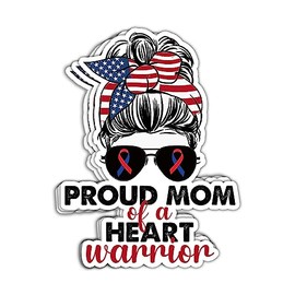 MAIANEY (3 Pcs) Proud Mom Of A Heart Warrior Sticker CHD Awareness Sticker Congenital Heart Defect Awareness Sticker CHD Warrior Support CHD Gifts Decoartions For Laptop Bottles Car Window Sticker 3"x4"