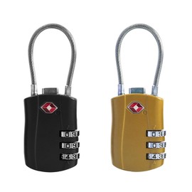 UP Security TSA Locks for Luggage, Small Padlock Combination with Cable, Luggage Locks TSA Approved, Combo Padlock with Code, for Travel Suitcase, Gym Locker, Gun Case, Backpack Zipper (Black+Golden)