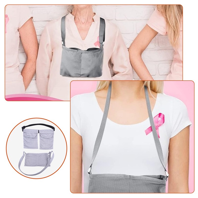 2 PCS Mastectomy Drainage Pouch with 3 Pouch,Mastectomy Supplies,Adjustable Drain