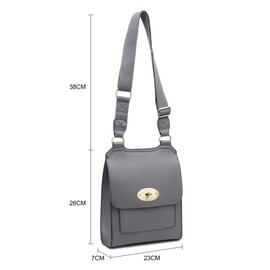 Women Casual Lightweight Everyday Small Crossbody Shoulder Handbag With Flip over and Turn Lock Closure (Blue)