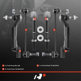 A-Premium Set of 6, Front Sway Bar Link, Inner Outer Tie Rod End, Compatible with Dodge Charger 2011-2015 & 2017, Chrysler 300 2011-2014, AWD Only