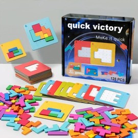 Techspace Educational Toy, Speed Winning, 108 Building Blocks / 20 Cards, Japanese Instruction Manual Included, Brain Training, Puzzle Game, Thinking and Concentration, 2 People Competition, Board
