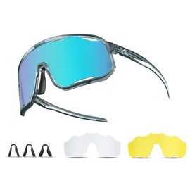 ROCKBROS Polarized Sunglasses, Sports Sunglasses, Road Bike, 3 Replacement Lenses, Sunglasses, Polarized UV400, UV Protection, TR90 TAC, Ultra Lightweight, Shockproof, Polarized Lenses, For Cycling,