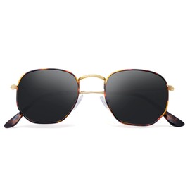 YWWPMDOF Polarized Sunglasses for Womens Men Trendy Square Hexagonal Flat Mirrored Sun Glasses UV Protection