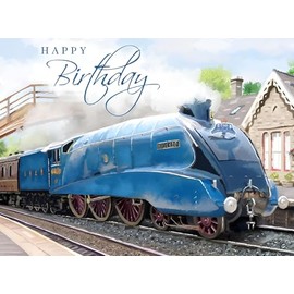 Male Birthday Card for Him - General Card for Men - Mallard Steam Train - Traditional Artistic Railway Design - Made in the UK - Eco-Friendly