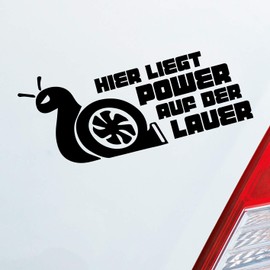 Hellweg Druckerei "Hier liegt Power auf der Lauer Racingschnecke Snail" Car Sticker Rear Window Sticker