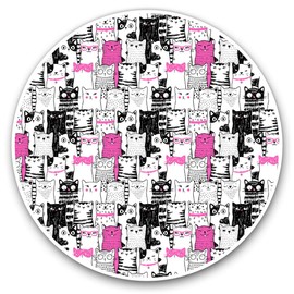 2 x 20cm Vinyl Stickers - Pink Cats Kitten Drawings Cat Decals 13046