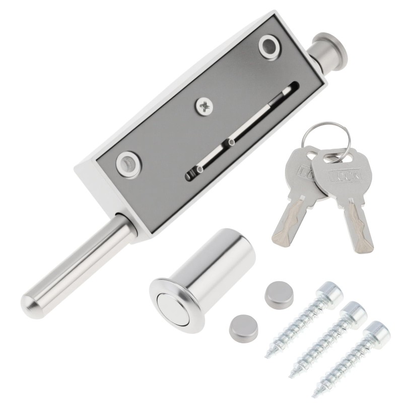 Sliding Patio Door Lock with 2 Keys,Keyed with Bolt Lock,Silver