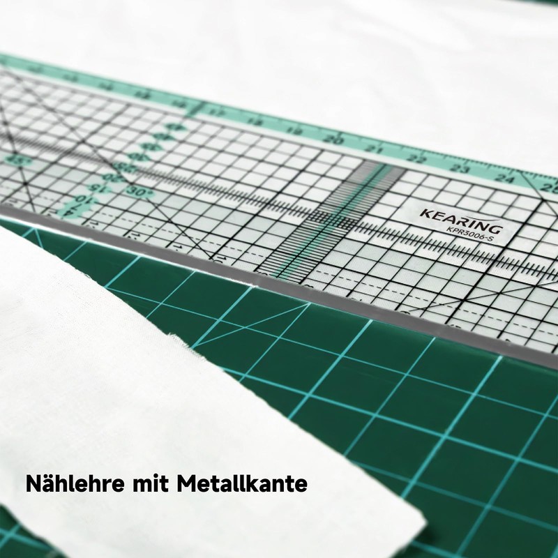 KEARING Quilting Ruler 30 cm Patchwork Quilting Ruler with Metal