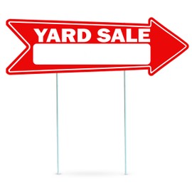 Yard Sale Arrows Yard Sign Double Sided With Stakes Large 16 Inch By 5 Inch Arrow Red Signs (1)