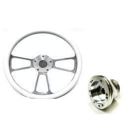 Forever Sharp EZ-GO Polaris Ranger 14" Billet & White Steering Wheel Includes Horn & Adapter