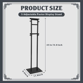 Honoson 5 Pcs Poster Stand for Display Heavy Duty Sign Holder Stand 74.8 Inches Adjustable Poster Board Stand Double Side Banner Stand with Base for Indoor Outdoor Board Foam Display