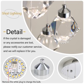Shial Lighting 3-Lights Pendant Lights Kitchen Island Mini Chandelier,Modern Silver Pendant Light with Remote Control,Hanging Light Fixture for Dining Room Hallway