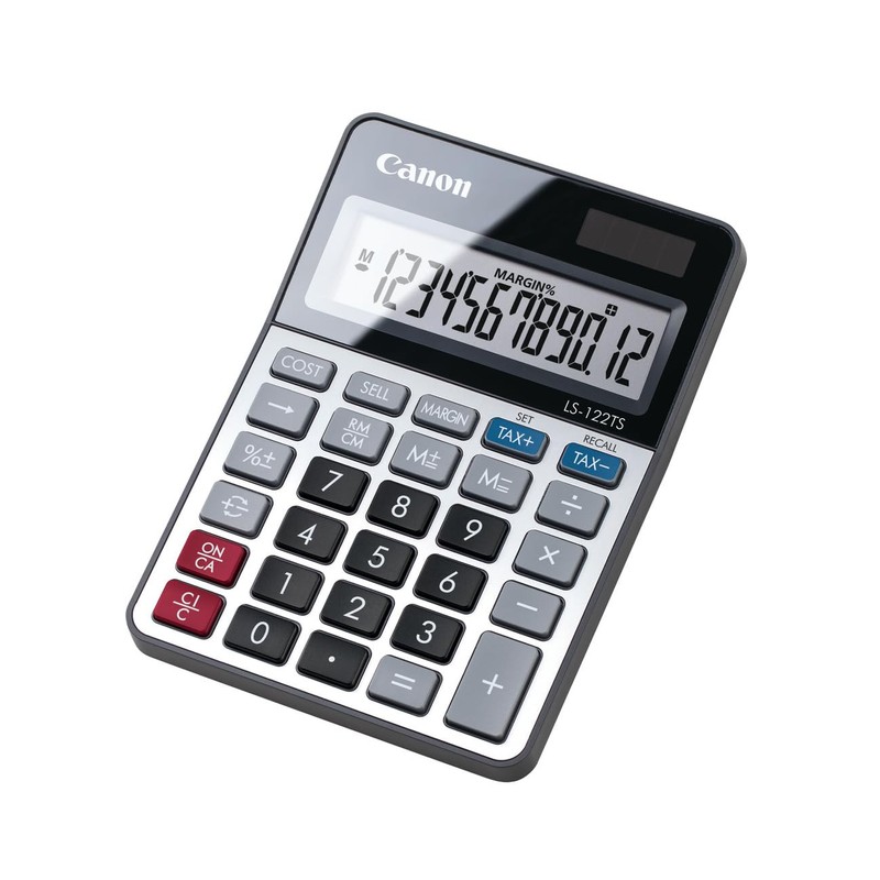 Canon LS122TS Display Desktop Calculator, 12 Digit Display, Grey, LS-122