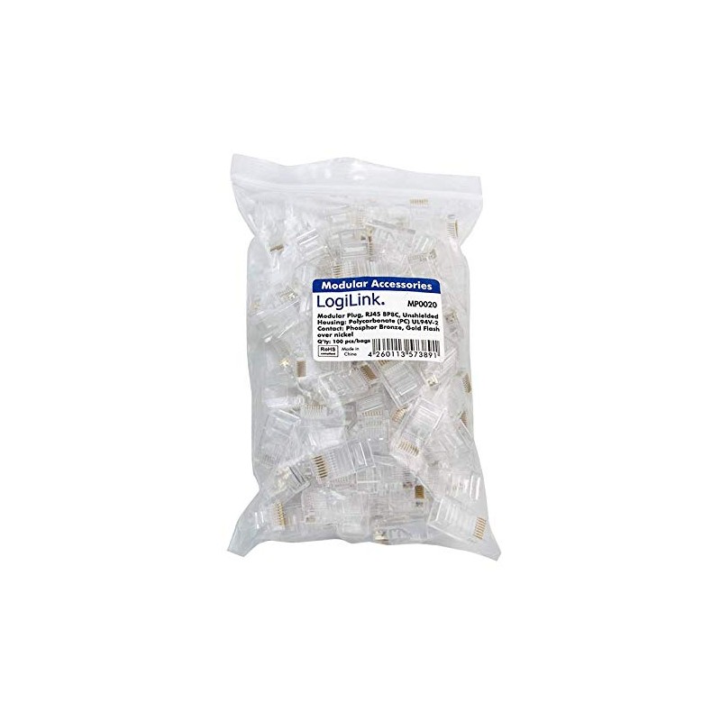 Logilink MP0020 RJ45 8P8C Unshielded Modular Plugs for Flat Cable,