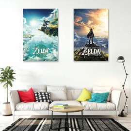 The Legend Of Zelda - Gaming Poster Set (Tears Of The Kingdom & Breath Of The Wild - Game Covers) (Size: 24" x 36" each)