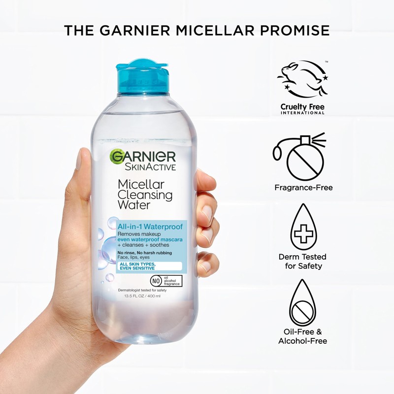 Garnier Micellar Water For Waterproof Makeup, Hydrating Facial Cleanser &