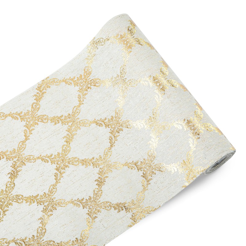 Yeahshion Gold Table Runner Metallic Vine Pattern 28cm x 5m