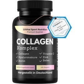 Collagen Hyaluronic Acid Complex, 120 Collagen Capsules of Pasture Bovine Enriched with Biotin, Vitamin C, B2, Zinc & Selenium, 1000 mg Collagen Hydrolysate per Day