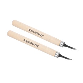 Kozelo 2pcs Exacto Art Knife - [3mm] Wood Handle 50# Carbon Steel Diagonal Blade Craft Hobby Carving Knife Set Blackening Precision Knives for Leather Wood Modeling Scrapbooking