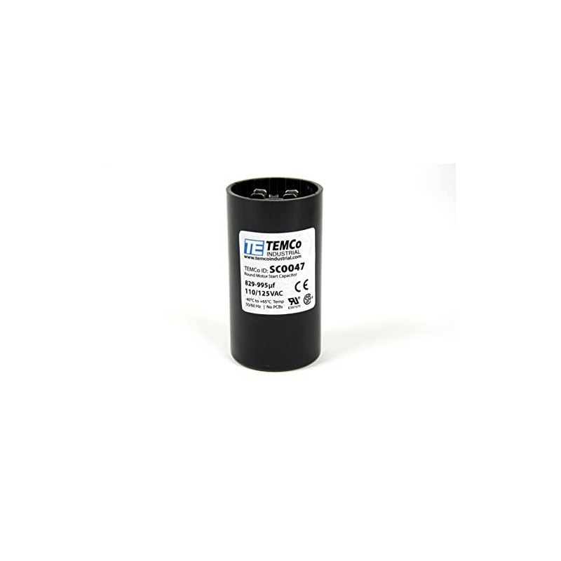 TEMCo 829-995 uF MFD CD60 Start Capacitor 110-125V AC Round