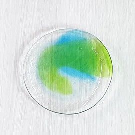 Kubakasaya Ryukyu Glass, Okinawa Souvenir, Plate, Japanese Food, Serving Plate, Tropical Plate, L (Green Water)