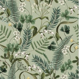 Fiula Peel and Stick Wallpaperr Green Leaves Wall Paper 16.1''X78.7'' Floral Contact Paper Removable Self-Adhesive Wallpaper Decorative Shelf Drawer Liner Roll Waterproof
