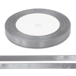 DYANATIC Satin Ribbon (10mm x 22m) - 25 Yards Craft Ribbon | Silver Christmas Ribbon for Gift Wrapping, Christmas Decorations, DIY Crafting