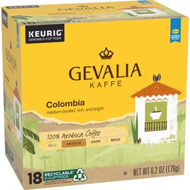 Gevalia Colombia Blend Medium Roast K-Cup Coffee Pods (18 Pods)