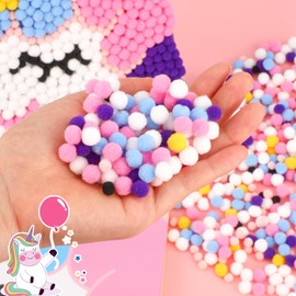 JSRQT Unicorn Pom Poms Art Painting Kit,DIY Hairball Paintings Toddler Crafts Sensory Activity Kits,Fluffy Balls Painting Craft Projects for Boys Girls