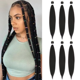 Pre-stretched Braiding Hair Extensions 26 Inch 6 Packs Pre Stretched Braiding Hair Professional Itch Free Synthetic Hair Extensions for Braiding(26"4#)