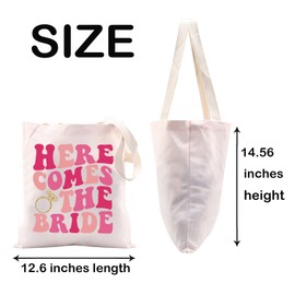 JXGZSO Funny Wedding Bag Here Comes The Bride Tote Bag Wedding Party Gift Future Bride Gift Bride Squad Gift (The Bride Tote CA)